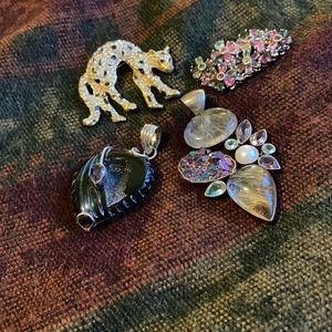 LOT Gem Stone Pendants and Pins